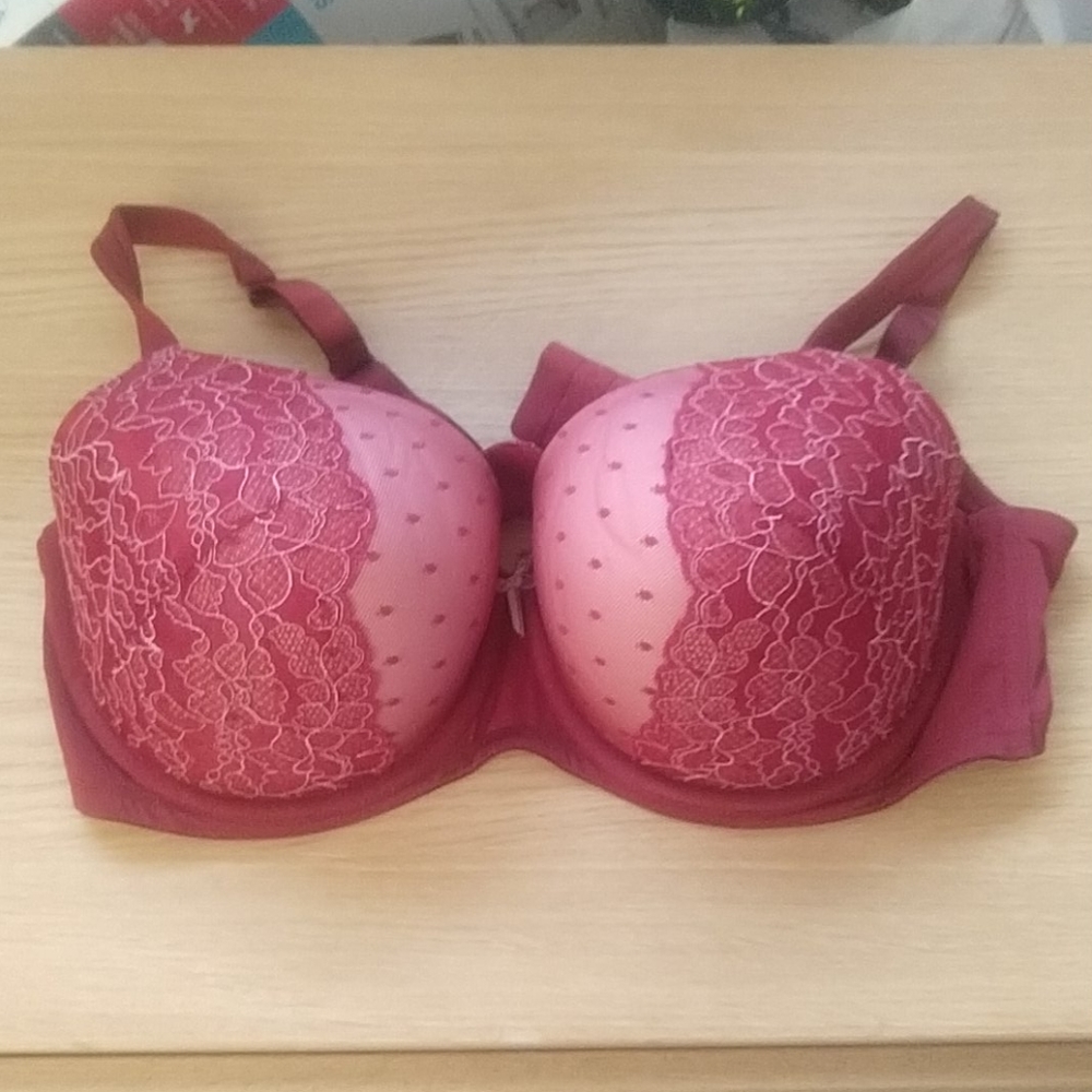 Cacique lace balconett bra wine color